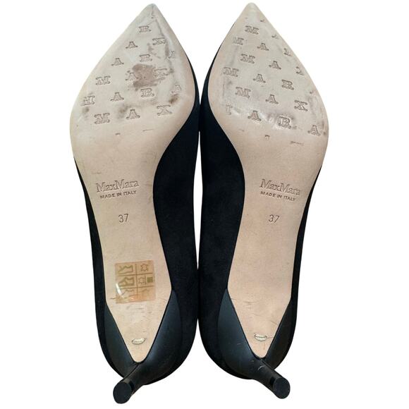 Max Mara Court Black Suede Kitten Heel Pumps sz. 37 EU (Runs Big) - Picture 5 of 5